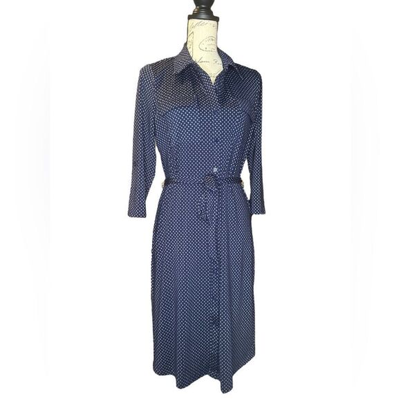 Robert lewis Vintage button down dress with with flowers and belt Size M EUC - Picture 1 of 8